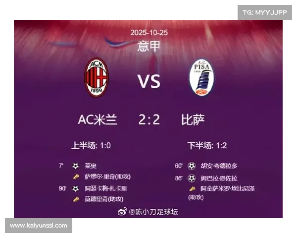 AC米兰2-2战平比萨，阿特卡梅补时远射绝平延续不败